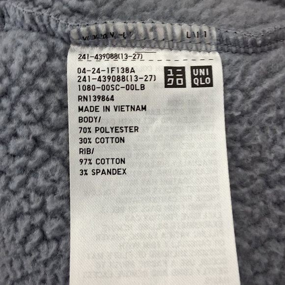 UNI QLO Full Zip Hoodie with Pockets : Small : Gray - Picture 9 of 11